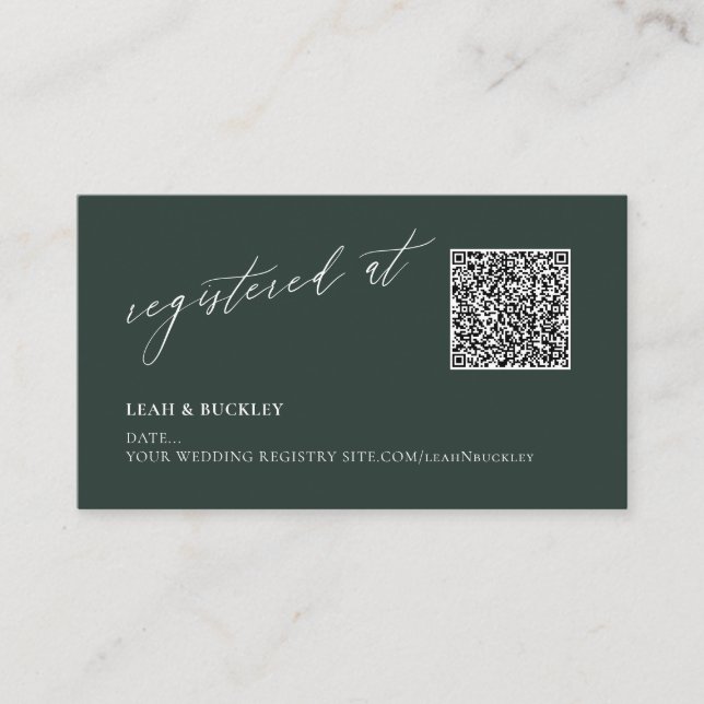 ArtsApp QR Code DIY Colour Forest Green Registry  Enclosure Card (Front)