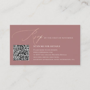 ArtsApp QR Code RSVP Faux Rose Gold Calligraphy Enclosure Card