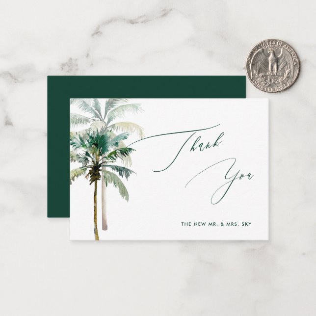ArtsApp Tropical Luxe Calligraphy Thank You Card (Front/Back In Situ)