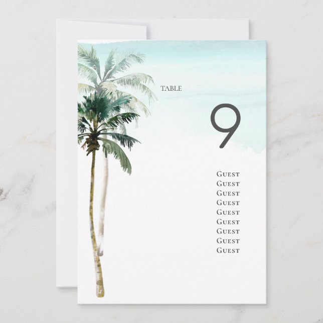 ArtsApp Tropical Paradise Beach Palms Table Number (Front)