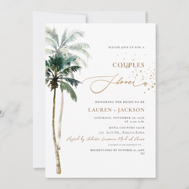 ArtsApp Tropical Paradise Calligraphy Shower Invitation (Front)