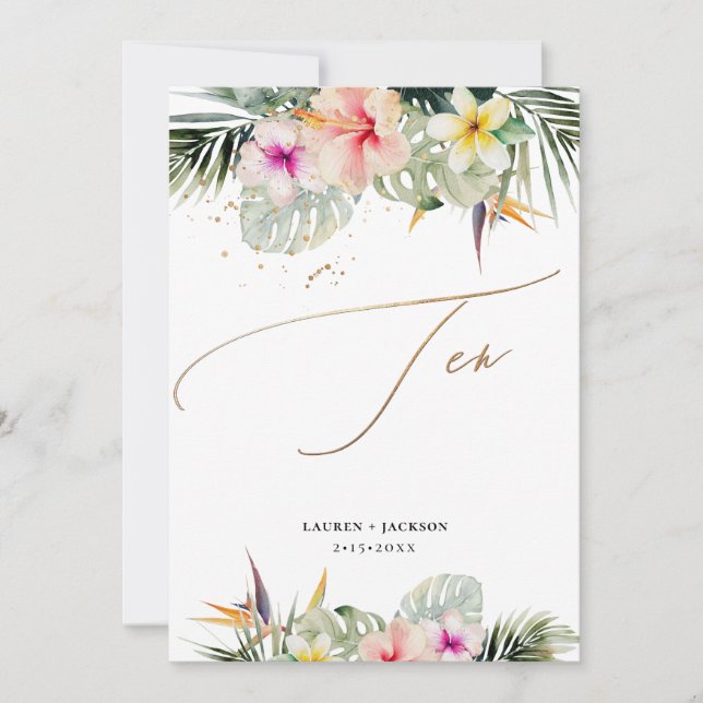 ArtsApp Tropical Paradise Faux Gold Table Ten Invitation (Front)
