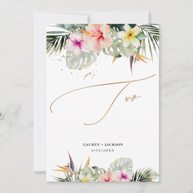 ArtsApp Tropical Paradise Faux Gold Table Two Invitation (Front)