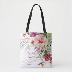 ArtsApp Tropical Paradise Flowers Bridesmaid Gift Tote Bag