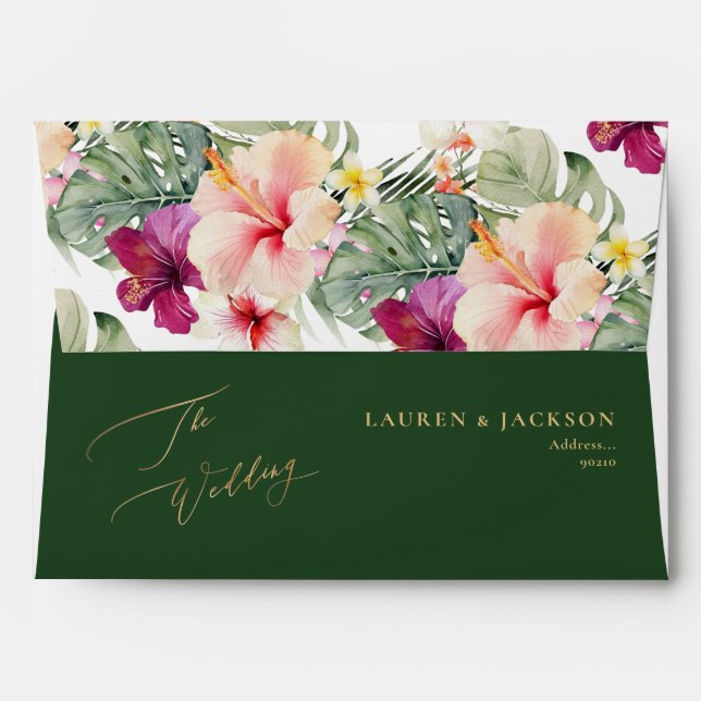 ArtsApp Tropical Paradise Hibiscus Wedding Envelope (Back (Top Flap))