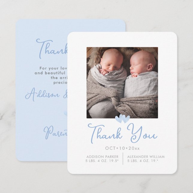 ArtsApp Twins Shower Thank You+Birth Announcement (Front/Back)