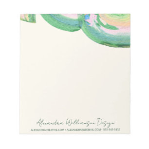 Artsy Abstract Green Watercolor Marble Business Notepad