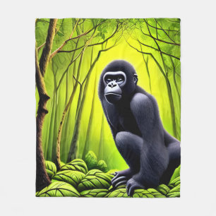 Artsy Abstract Jungle Gorilla Fleece Blanket