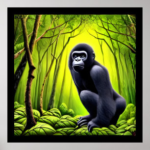 Artsy Abstract Jungle Gorilla Poster