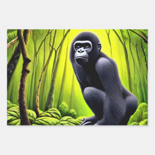 Artsy Abstract Jungle Gorilla Wrapping Paper Sheet