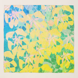 Artsy Abstract Lime Green Yellow Chiffon Scarf