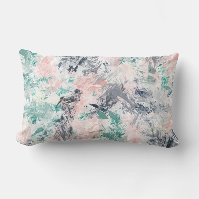 Artsy Abstract Pastel Brush Stroke Pattern Lumbar Cushion (Front)