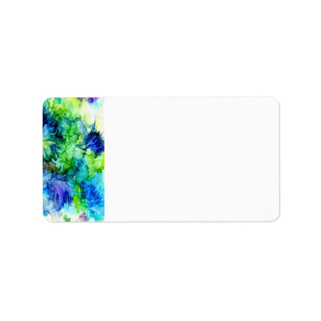 Artsy abstract, splashy blues unique label (Front)