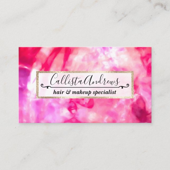 Artsy Abstract Summer Neon Pink Purple Tie Dye Business Card (Front)