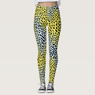 Artsy Abstract Yellow Gradient Leopard Pattern Leggings