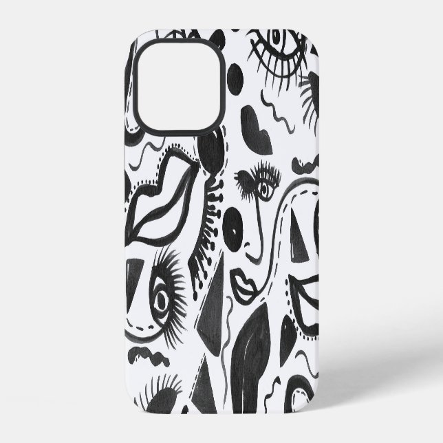 Artsy Abstraction: Faces, Lips, Geometric Magic! iPhone Case (Back)