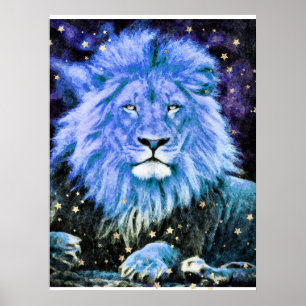 *~* Artsy AP23 Artistic Celestial  Blue LION Poster