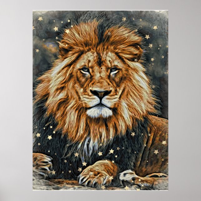 *~* Artsy AP23 Artistic Celestial  BOLD LION Postc Poster (Front)