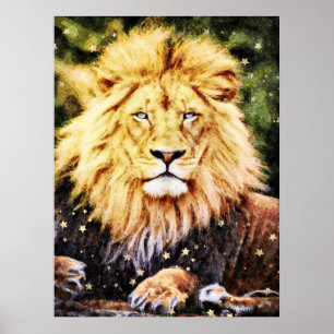 *~* Artsy AP23 Artistic Celestial  Golden LION Poster