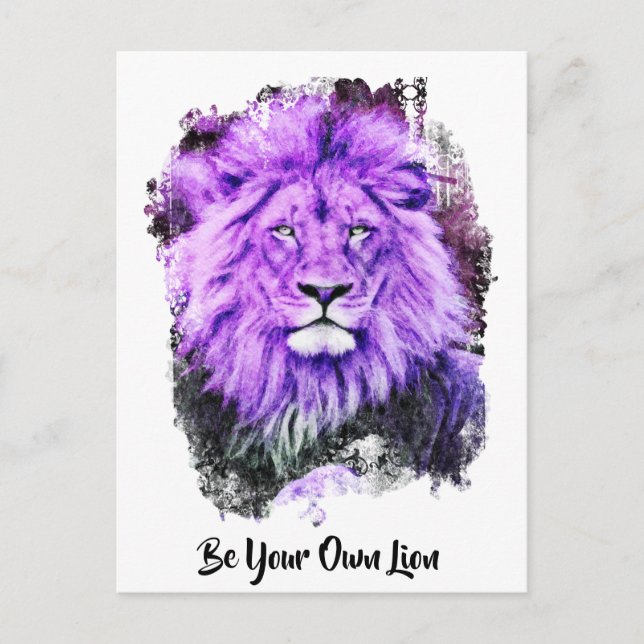 *~* Artsy AP23 Artistic Painting Violet LION  Postcard (Front)