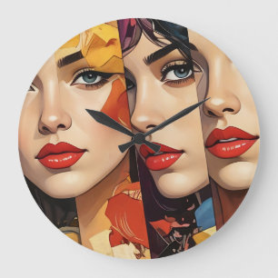 Artsy, artsy girls large clock