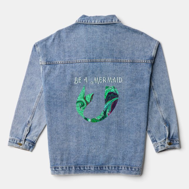 Artsy Be a Mermaid Fish Tail  Denim Jacket (Back)