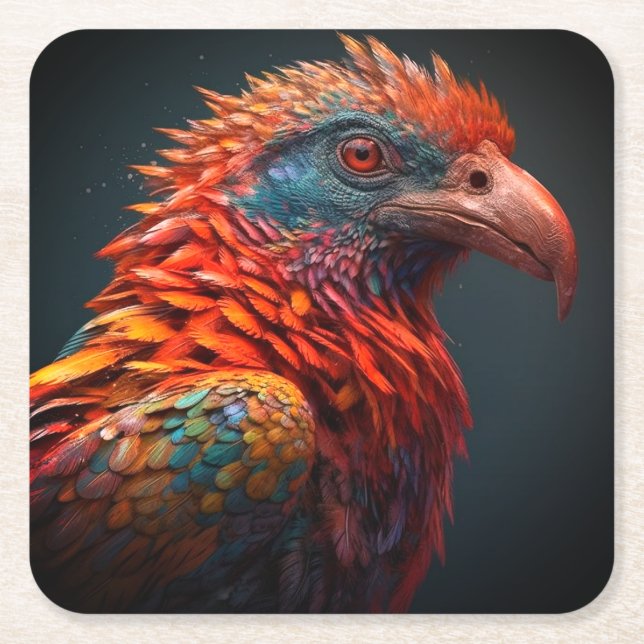 Artsy Bird Square Paper Coaster (Front)