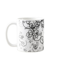Artsy Black and White Swirls Doodles Modern