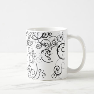 Artsy Black and White Swirls Doodles Modern Coffee Mug
