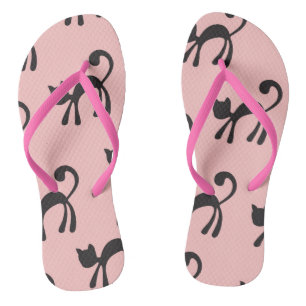 Artsy Black Cats on Pink Thongs