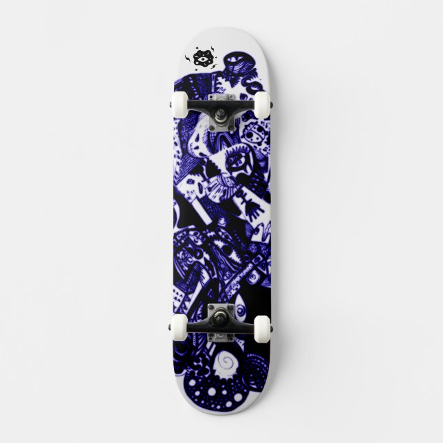 Artsy Blue Black Skateboard (Front)