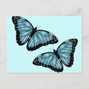 Artsy Blue Butterflies Postcard