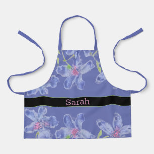 Artsy Blue Floral All-Over Print Apron