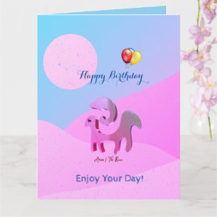 Artsy Blue Pink Birthday Aries Greeting  Card