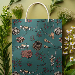Artsy Blue Swimming Scuba Diver Coral Drawing Medium Gift Bag