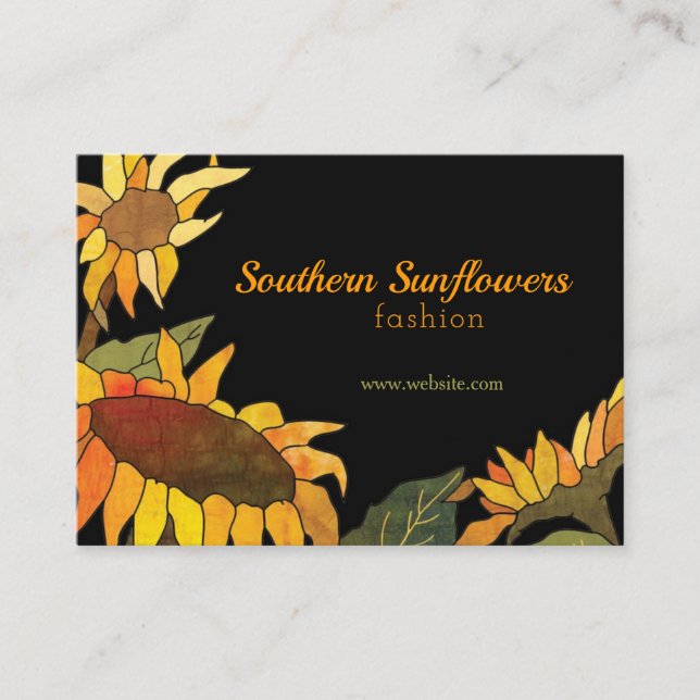 Artsy Bold Hip Sunflowers Business Card (Front)