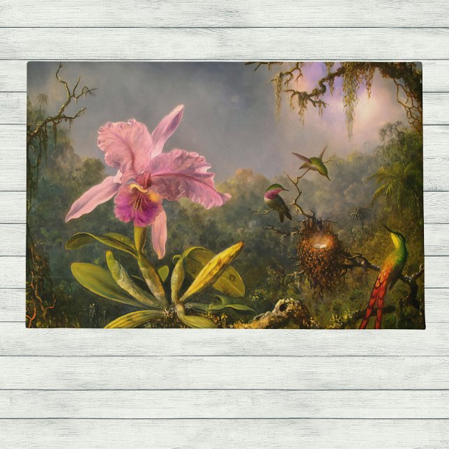 Artsy Brazilian Cattelya Orchid and 3 Hummingbirds Doormat (Creator Uploaded)