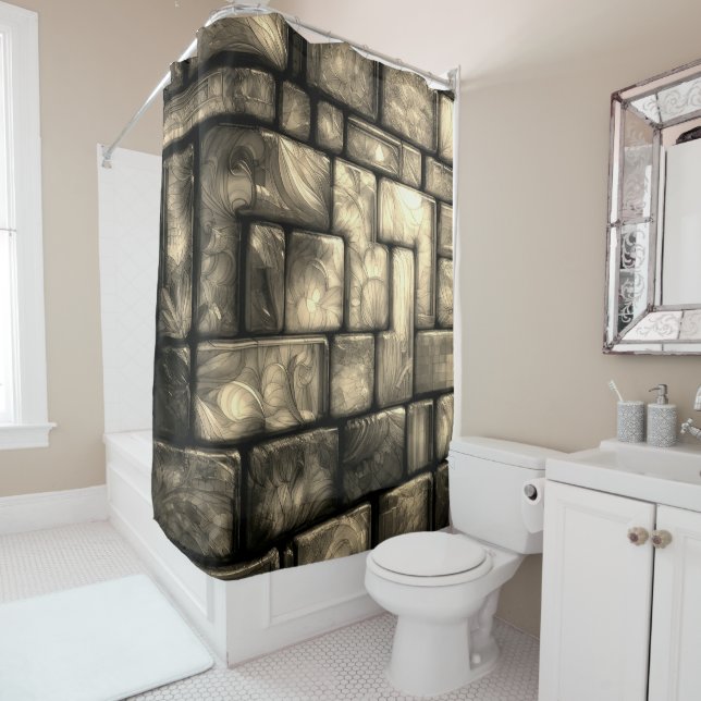 Artsy Brick Design Shower Curtain (In Situ)