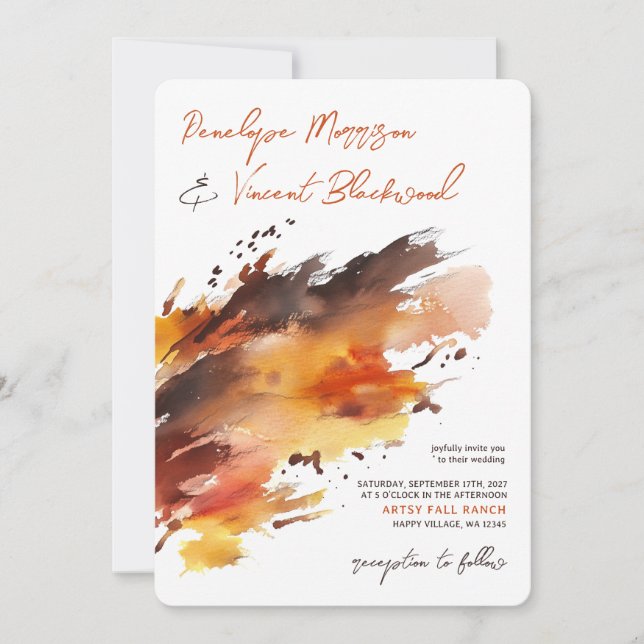 Artsy Brush Stroke Fall Invitation (Front)