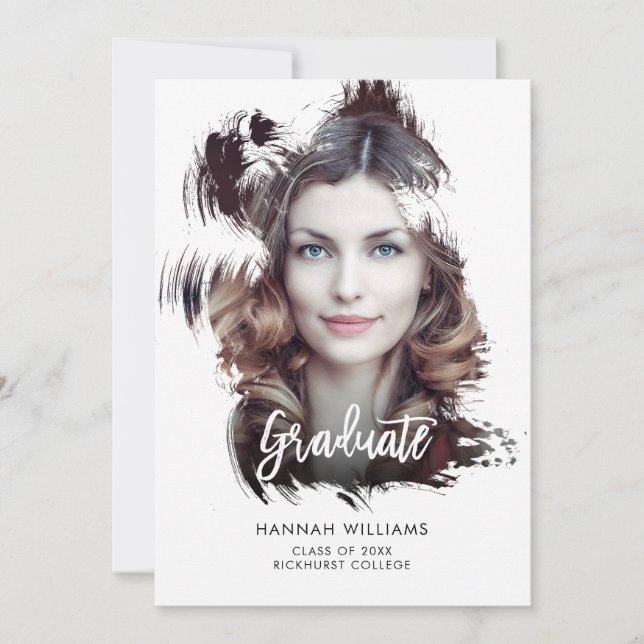 Artsy Brush Stroke Overlay Graduation Announcement (Front)