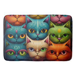 Artsy Cat Family Bath Mat