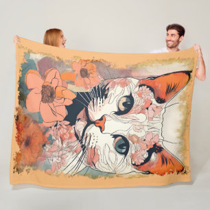 Artsy Cat Fleece Blanket
