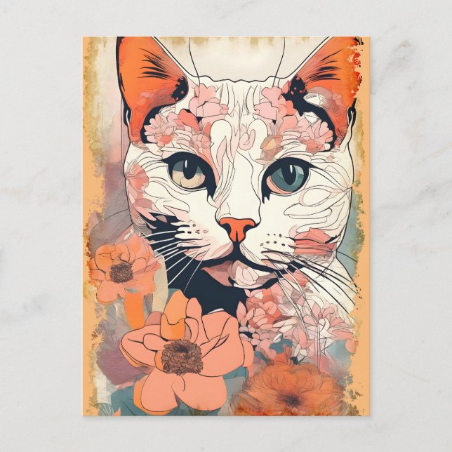 Artsy Cat Holiday Postcard (Front)