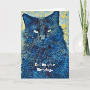 Artsy Cat Pun Birthday Greetings Card