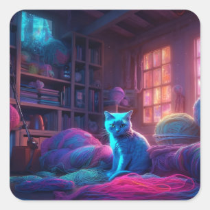 Artsy Cat Square Sticker