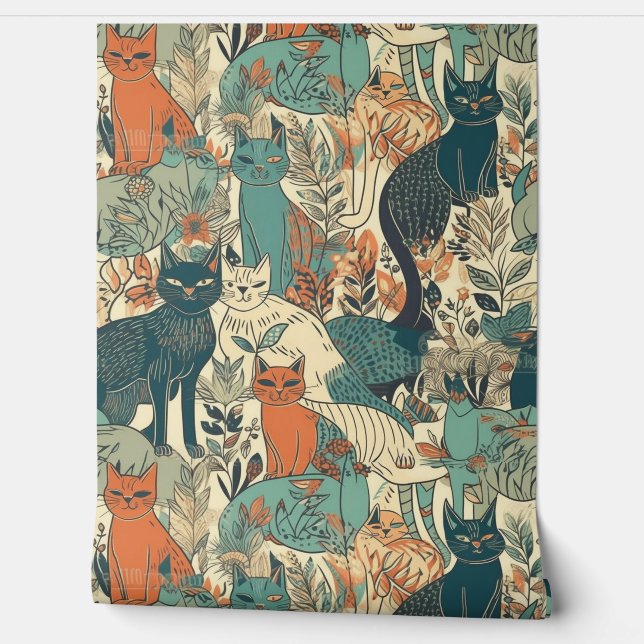 Artsy Cats Pattern Wallpaper (Unrolling)