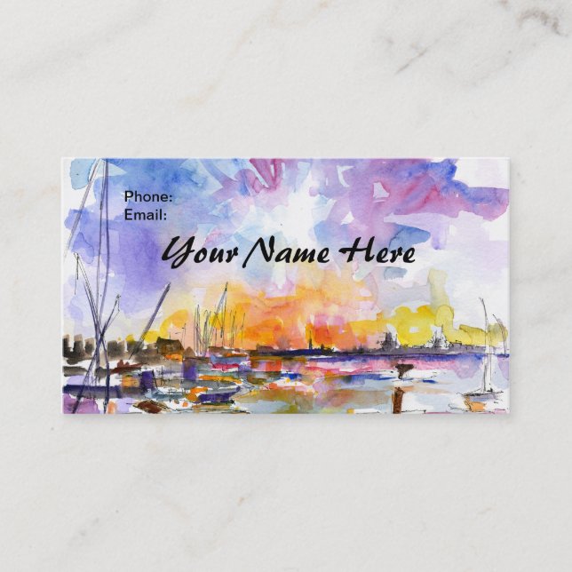 Artsy Charleston Watercolor Business Card by Ginet (Front)