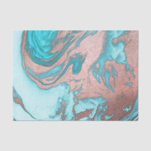 Artsy Chic Rose Gold Aqua Mint Blue Marble Pattern Tissue Paper
