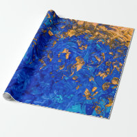 Artsy Cobalt Blue Golden Yellow Acrylic Painting