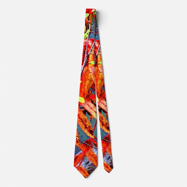 Artsy Colourful Bright Sumac Leaves Abstract Art Tie (Front)